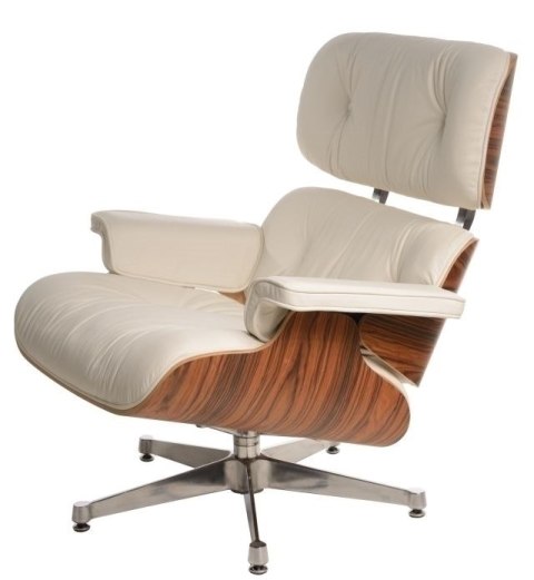 Fotel Vip biały/rosewood/srebrna baza Fotel Vip biały/rosewood/srebrna baza