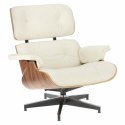 Fotel Vip z podnóżkiem biały/rosewood/ srebrna baza Fotel Vip z podnóżkiem biały/rosewood/ srebrna baza
