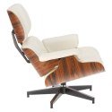 Fotel Vip z podnóżkiem biały/rosewood/ srebrna baza Fotel Vip z podnóżkiem biały/rosewood/ srebrna baza