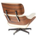 Fotel Vip z podnóżkiem biały/rosewood/ srebrna baza Fotel Vip z podnóżkiem biały/rosewood/ srebrna baza
