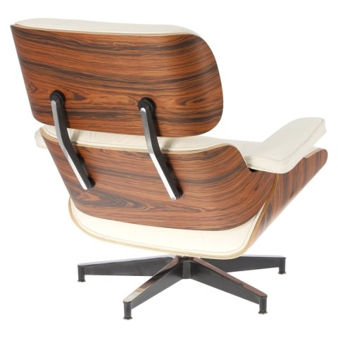 Fotel Vip z podnóżkiem biały/rosewood/ srebrna baza Fotel Vip z podnóżkiem biały/rosewood/ srebrna baza
