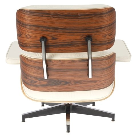 Fotel Vip z podnóżkiem biały/rosewood/ srebrna baza Fotel Vip z podnóżkiem biały/rosewood/ srebrna baza