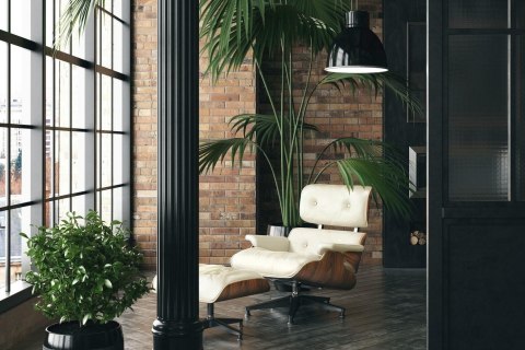 Fotel Vip z podnóżkiem biały/rosewood/ srebrna baza Fotel Vip z podnóżkiem biały/rosewood/ srebrna baza