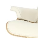 Fotel Vip z podnóżkiem biały/rosewood/ srebrna baza Fotel Vip z podnóżkiem biały/rosewood/ srebrna baza