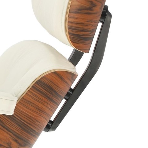 Fotel Vip z podnóżkiem biały/rosewood/ srebrna baza Fotel Vip z podnóżkiem biały/rosewood/ srebrna baza