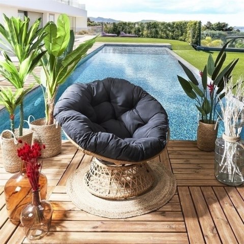 Fotel Cancun czarny/ naturalny obrotowy Fotel Cancun czarny/ naturalny obrotowy