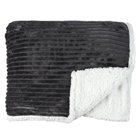 Koc Sherpa szary 180x220cm prążkowany Koc Sherpa szary 180x220cm prążkowany