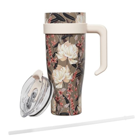 Kubek termiczny z uchwytem Fleur 1,2l beżowy Kubek termiczny z uchwytem Fleur 1,2l beżowy