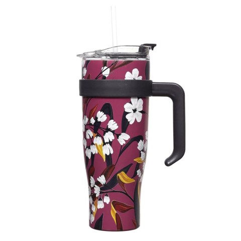 Kubek termiczny z uchwytem Fleur 1,2l różowy Kubek termiczny z uchwytem Fleur 1,2l różowy