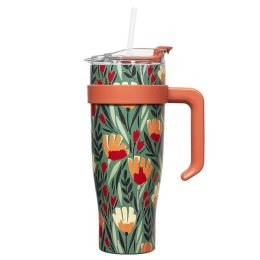 Kubek termiczny z uchwytem Fleur 1,2l zielony