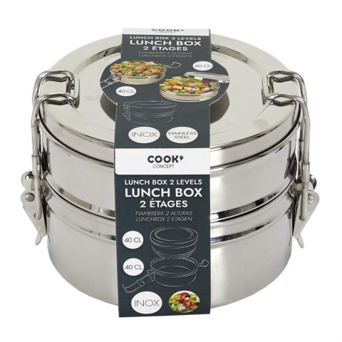 Metalowy Lunch box z 2 pojemnikami Metalowy Lunch box z 2 pojemnikami
