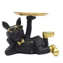 Figurka Buldog leżący z tacą czarna Figurka Buldog leżący z tacą czarna