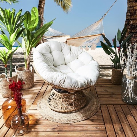 Fotel Cancun biały/ naturalny obrotowy Fotel Cancun biały/ naturalny obrotowy