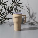 Kubek termiczny z uchwytem i słomką Miami 600ml beżowy Kubek termiczny z uchwytem i słomką Miami 600ml beżowy