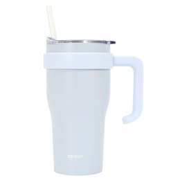 Kubek termiczny z uchwytem i słomką Miami 600ml biały