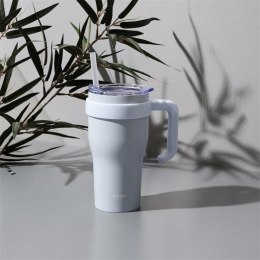 Kubek termiczny z uchwytem i słomką Miami 600ml biały