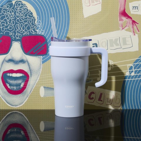Kubek termiczny z uchwytem i słomką Miami 600ml biały Kubek termiczny z uchwytem i słomką Miami 600ml biały
