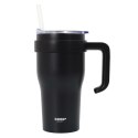 Kubek termiczny z uchwytem i słomką Miami 600ml czarny Kubek termiczny z uchwytem i słomką Miami 600ml czarny