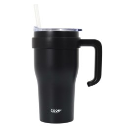Kubek termiczny z uchwytem i słomką Miami 600ml czarny
