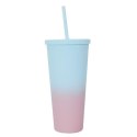 Kubek ze słomką Tie-Dye PP niebiesko-różowy Kubek ze słomką Tie-Dye PP niebiesko-różowy