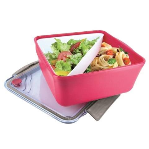 Lunch box Divided z widelcem 2,6l różowy Lunch box Divided z widelcem 2,6l różowy