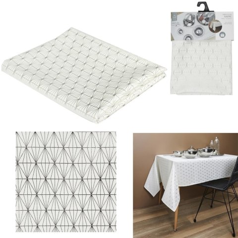 Obrus Geometric Dore biały/srebrny 140x250cm Obrus Geometric Dore biały/srebrny 140x250cm
