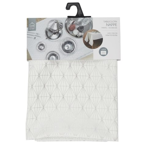 Obrus Geometric Dore biały/srebrny 140x250cm Obrus Geometric Dore biały/srebrny 140x250cm