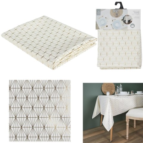 Obrus Geometric Dore biały/złoty 140x250cm Obrus Geometric Dore biały/złoty 140x250cm