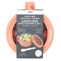 Okrągły Lunch box pomarańczowy z widelcem Okrągły Lunch box pomarańczowy z widelcem