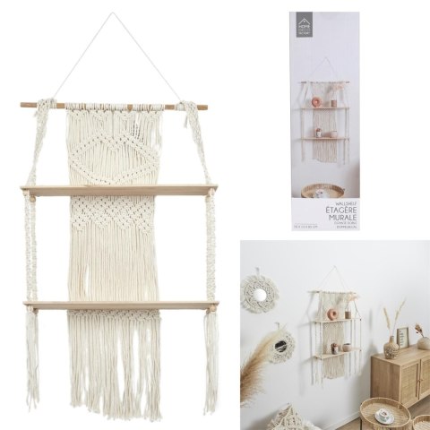 Półka Boho duża macrama beżowa Półka Boho duża macrama beżowa