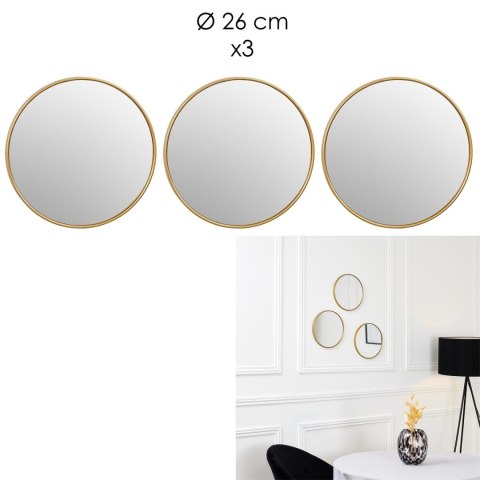 Zestaw 3 luster Toronto złotych, okrągłych 26cm Zestaw 3 luster Toronto złotych, okrągłych 26cm