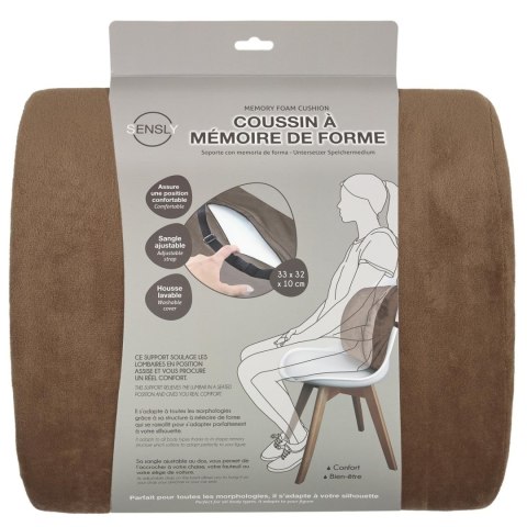 Poduszka ergonomiczna Sensly na oparcie krzesła brązowa Poduszka ergonomiczna Sensly na oparcie krzesła brązowa