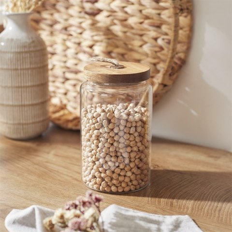Słoik szklany z pokrywką z akacji 23 cm Słoik szklany z pokrywką z akacji 23 cm
