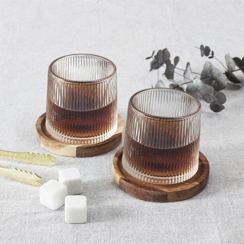 Zestaw 2 szklanek do whisky z podkładkami Zestaw 2 szklanek do whisky z podkładkami