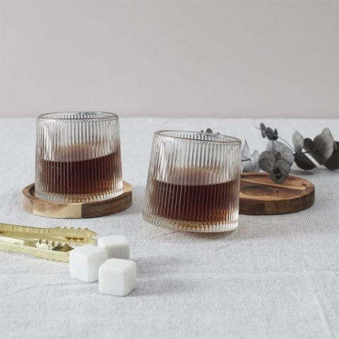 Zestaw 2 szklanek do whisky z podkładkami Zestaw 2 szklanek do whisky z podkładkami