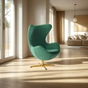 Fotel Jajo Velvet zielone/ złota podstawa Fotel Jajo Velvet zielone/ złota podstawa