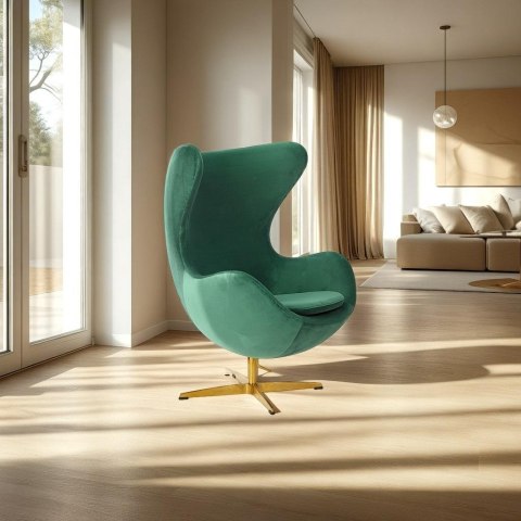 Fotel Jajo Velvet zielone/ złota podstawa Fotel Jajo Velvet zielone/ złota podstawa
