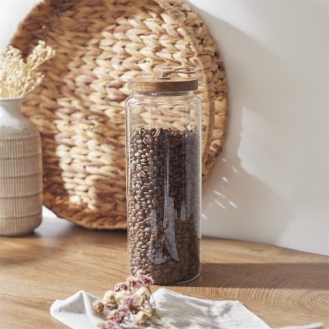 Słoik szklany z pokrywką z akacji 27,5 cm Słoik szklany z pokrywką z akacji 27,5 cm