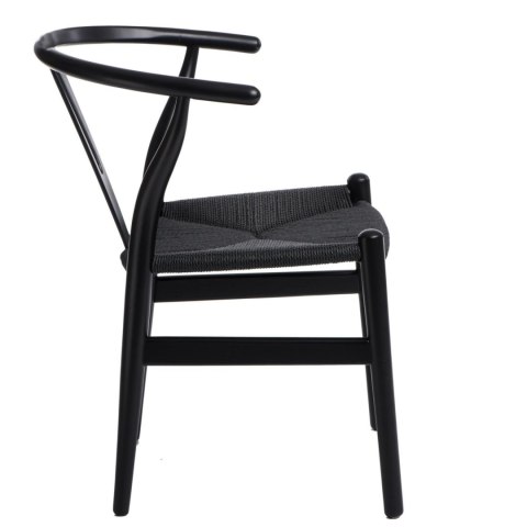 Krzesło Wicker Czarne czarny inspirowany Wishbone Krzesło Wicker Czarne czarny inspirowany Wishbone