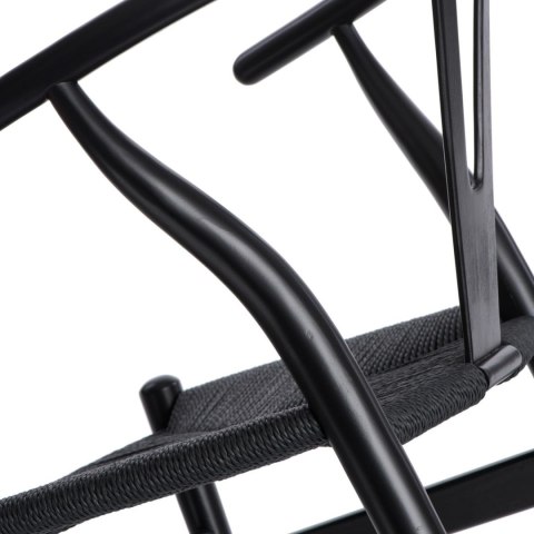 Krzesło Wicker Czarne czarny inspirowany Wishbone Krzesło Wicker Czarne czarny inspirowany Wishbone