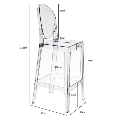 Stołek barowy Viki transparentny 75cm Stołek barowy Viki transparentny 75cm