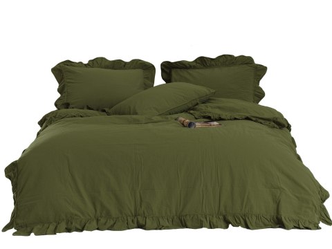Pościel bawełniana OLIVE/160x200(P) STONEWASHED Pościel bawełniana OLIVE/160x200(P) STONEWASHED