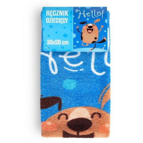 Ręcznik przedszkolny dla dziecka 30x50 Pies niebieski Ręcznik przedszkolny dla dziecka 30x50 Pies niebieski