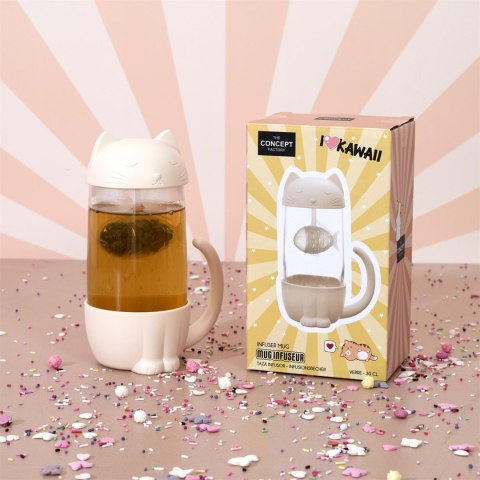 Kubek Kawaii z zaparzaczem Kotek z rybką 300ml Kubek Kawaii z zaparzaczem Kotek z rybką 300ml