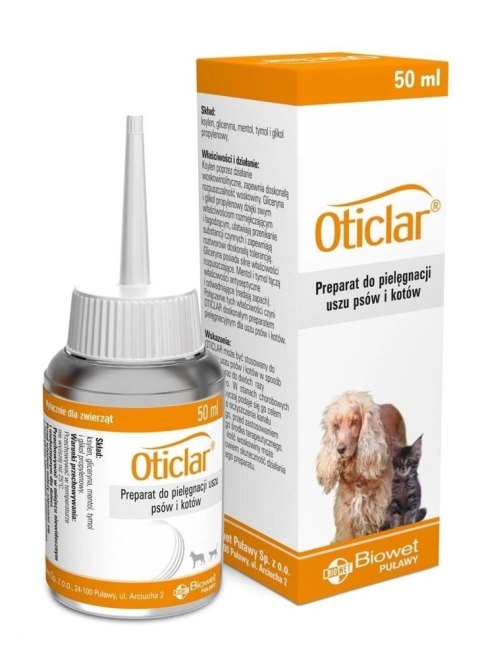 Biowet Oticlar Preparat Do Czyszczenia Uszu Psów I Kotów 50ml Biowet Oticlar Preparat Do Czyszczenia Uszu Psów I Kotów 50ml