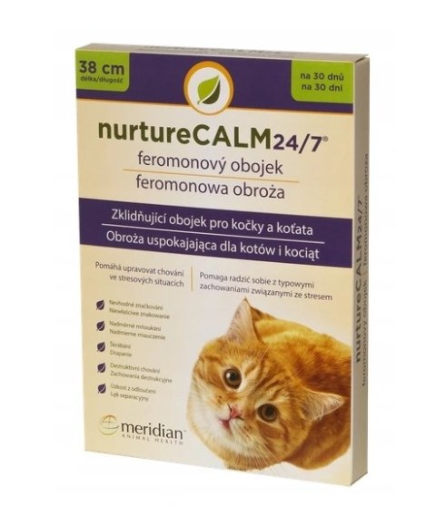 Meridian Animal Health NurtureCalm 24/7 Feline Pheromone Collar Obroża Uspokajająca Dla Kota 38cm Meridian Animal Health NurtureCalm 24/7 Feline Pheromone Collar Obroża Uspokajająca Dla Kota 38cm