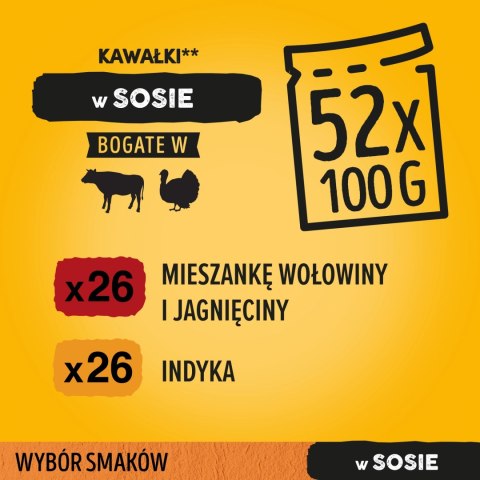 Pedigree Mokra Karma Dla Dorosłych Psów W Sosie (Z Wołowiną I Jagnięciną, Z Indykiem I Marchewką) 4x100g Pedigree Mokra Karma Dla Dorosłych Psów W Sosie (Z Wołowiną I Jagnięciną, Z Indykiem I Marchewką) 4x100g