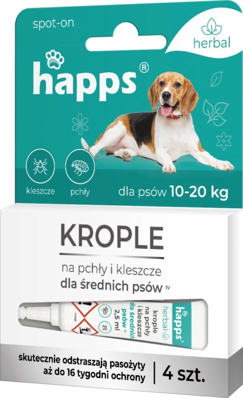 Bros Happs Herbal Krople Na Pchły I Kleszcze Dla Średnich Psów 4 Tubki Bros Happs Herbal Krople Na Pchły I Kleszcze Dla Średnich Psów 4 Tubki