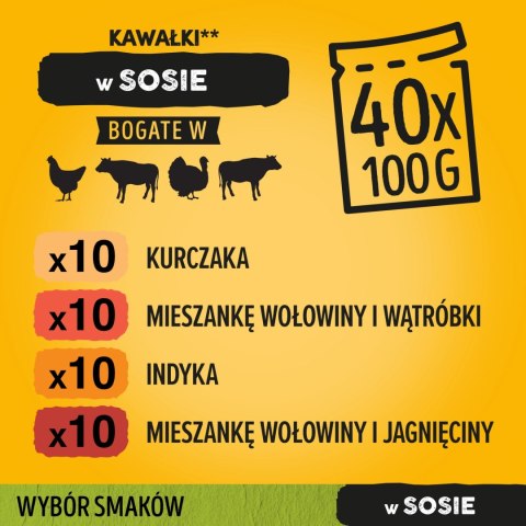 Pedigree Mokra Karma Dla Dorosłych Psów Saszetka Mix Smaków (Z Kurczakiem I Warzywami, Z Wołowiną I Warzywami, Z Indykiem I Marc Pedigree Mokra Karma Dla Dorosłych Psów Saszetka Mix Smaków (Z Kurczakiem I Warzywami, Z Wołowiną I Warzywami, Z Indykiem I Marc
