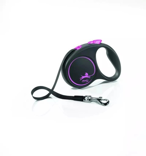 Flexi Smycz Black Design S Taśma 5m Do 15kg Różowa Flexi Smycz Black Design S Taśma 5m Do 15kg Różowa